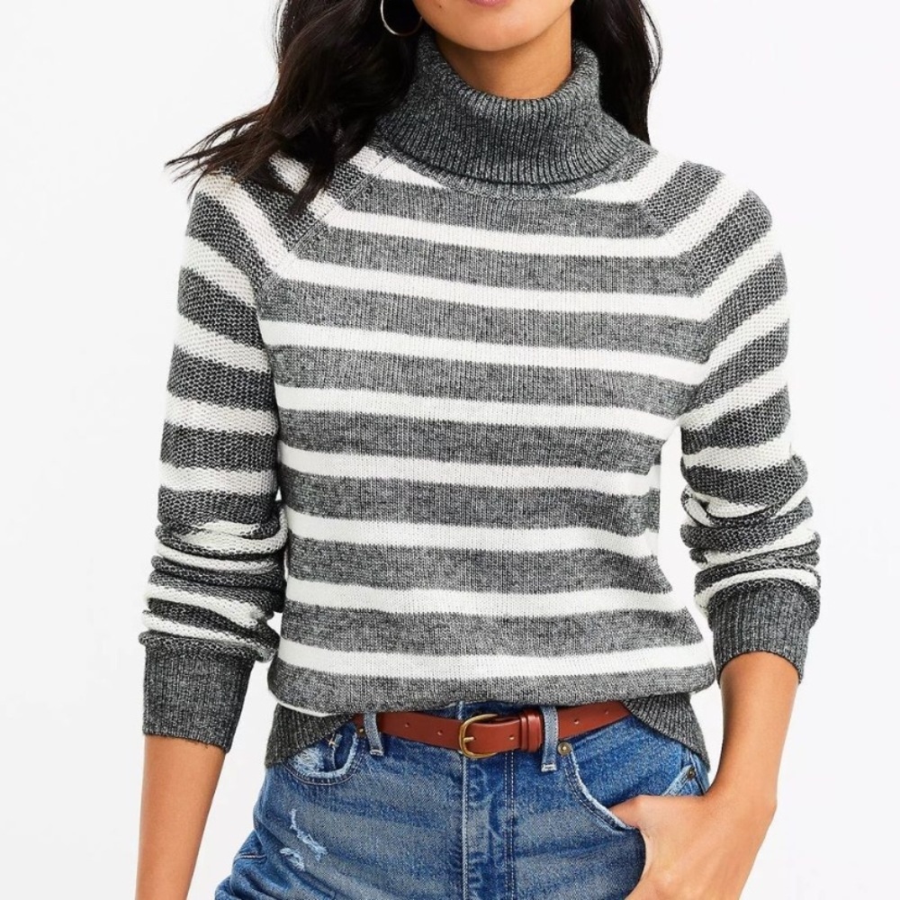 LOFT Striped Turtleneck Sweater